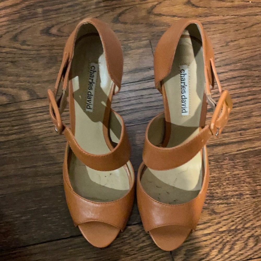 Charles David heels, gingerbread leather, jubilee heels size 5.5. With box